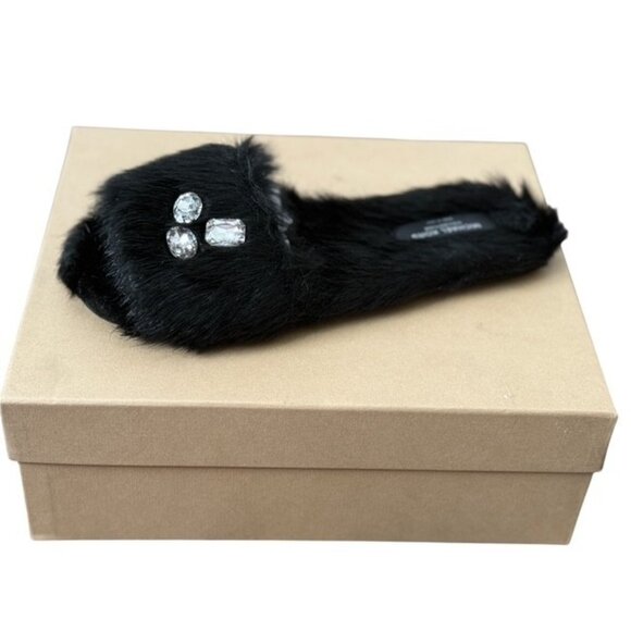 Michael Kors Slippers Slides Delphine Runway Faux Mink Fur Dust Bag Box Slip on - Picture 1 of 10